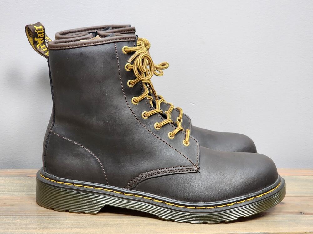 Doc Dr Martens 1460 Y Wildhorse Leather Combat Boots Dark Brown Women's Size 7